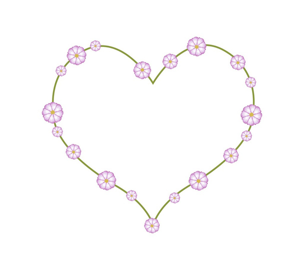 Purple Cosmos Flowers in A Heart Shape - Vector, Image
