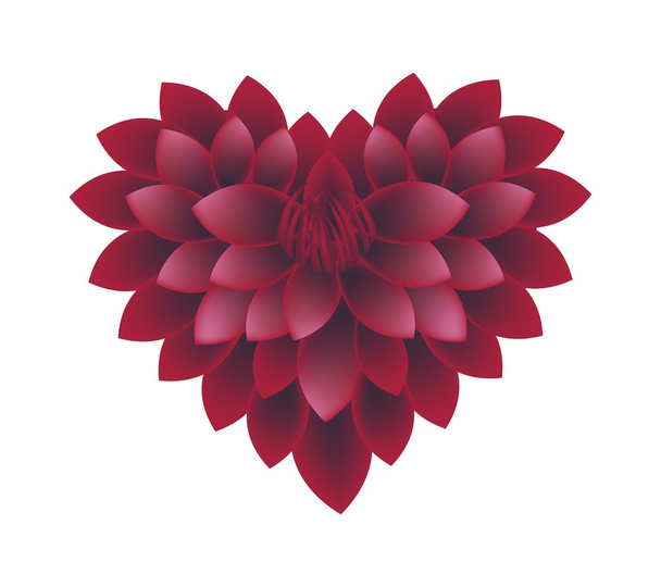 Red Dahlia Flowers in A Heart Shape - Vektor, kép