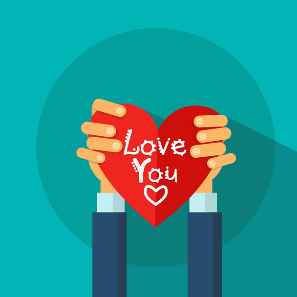 Hands Hold Heart Shape Love Valentines Day Greeting Card - Vektor, Bild