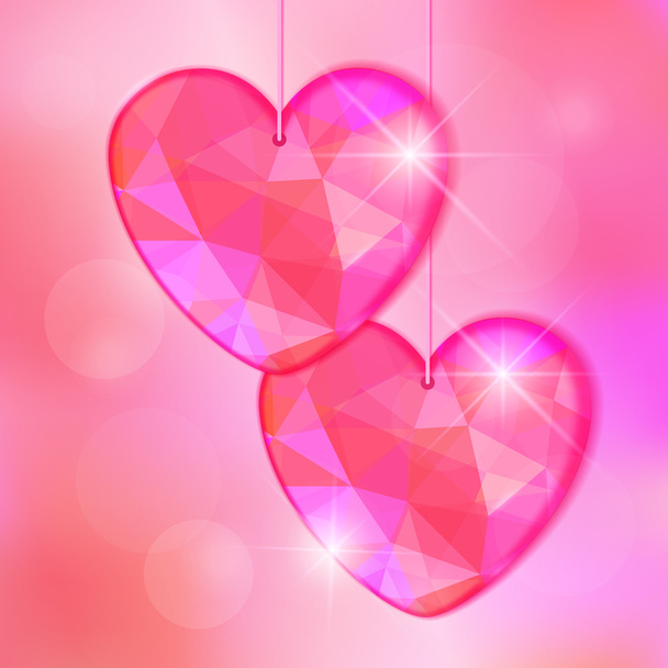 Valentines Day card with precious heart  on light effect background. - Vektor, obrázek