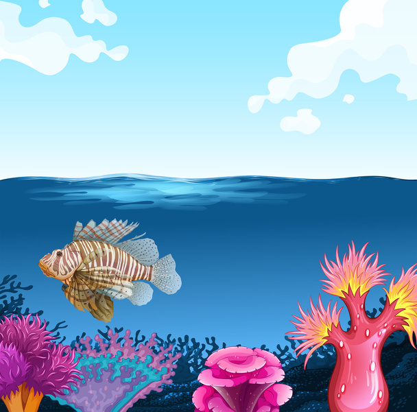 海の下を泳ぐ魚たち - ベクター画像