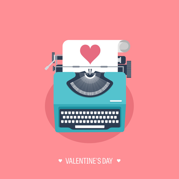 Valentines day card with typewriter - Vektör, Görsel