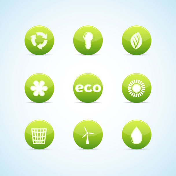 Ecology icon set for green design - Vektor, Bild
