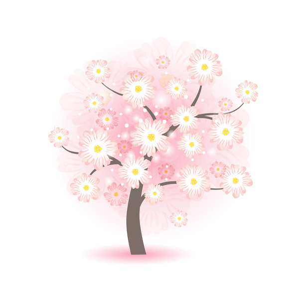αφηρημένη όμορφο άνθος δέντρο με ροζ λουλούδια - Διάνυσμα, εικόνα