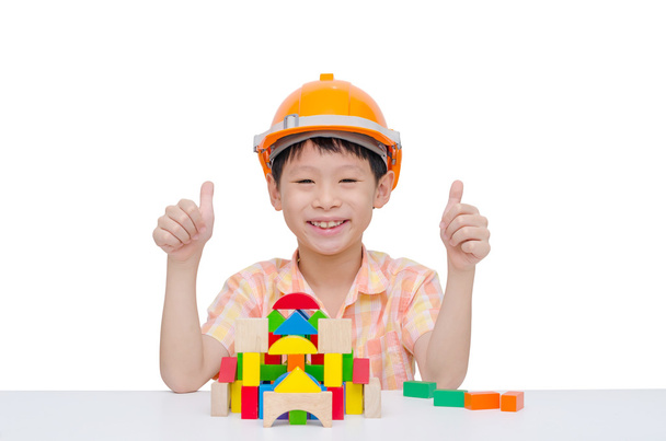 boy playing construction blocks - Photo, Image