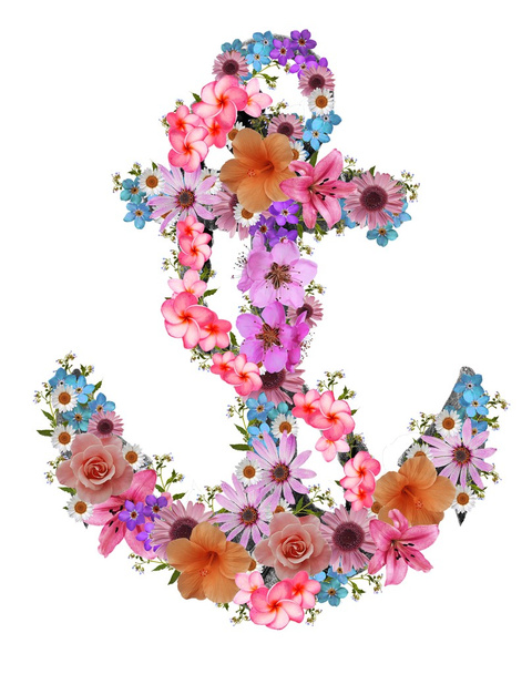 floral εκτύπωσης για t-shirt άγκυρα - Φωτογραφία, εικόνα