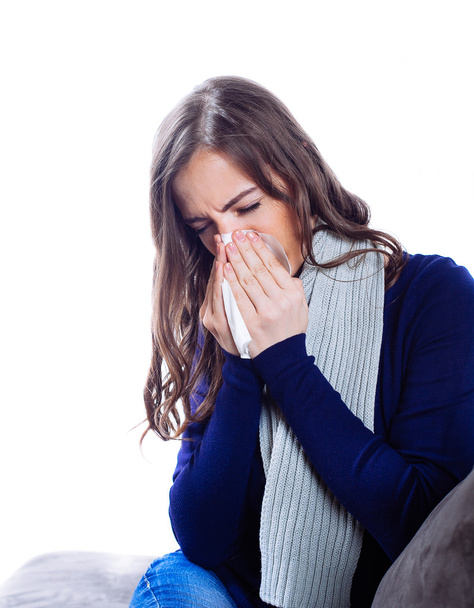 Young woman having flu - Foto, afbeelding
