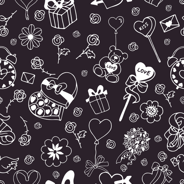Seamless pattern for valentines day on black background - Vektor, kép