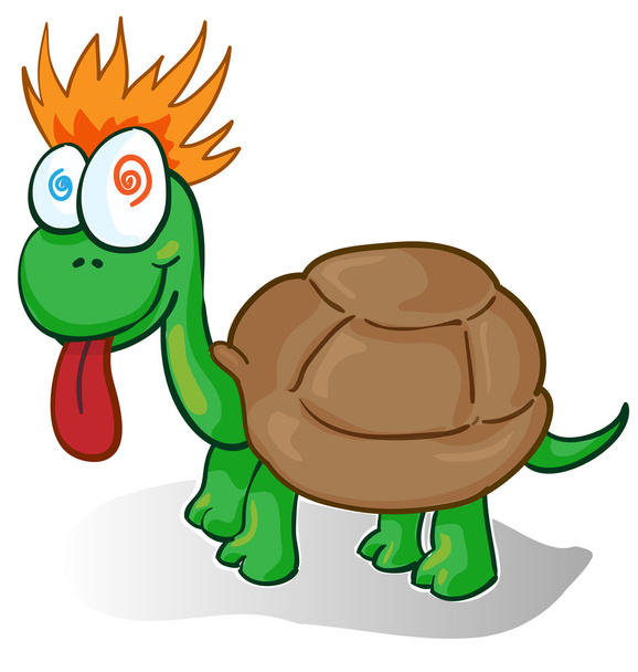 Vector illustration of a foolish cartoon turtle - Vector, Image
