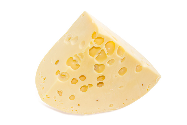 Pezzo di formaggio di tipo svizzero su sfondo chiaro
 - Foto, immagini