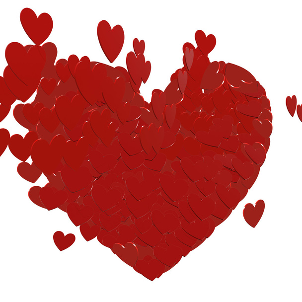 groot hart bestaat uit kleine rode harten - Foto, afbeelding
