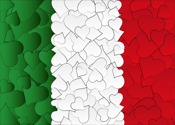 Osok szívét kézzel rajzolt zászló Olaszország, Olaszországból, szívét sok szeretettel - Vektor, kép