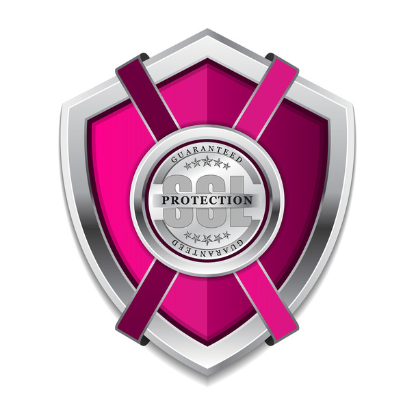 SSL Protection Secure Pink Shield Vector Icon - Вектор, зображення