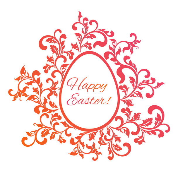 Card Happy Easter! Easter egg in floral style. - Vektör, Görsel