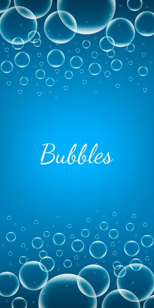 Resumen Concepto creativo vector burbujas transparentes brillantes para aplicaciones web y móviles aisladas sobre fondo azul, diseño de plantillas de ilustración de arte acuático, infografía empresarial y redes sociales
. - Vector, Imagen