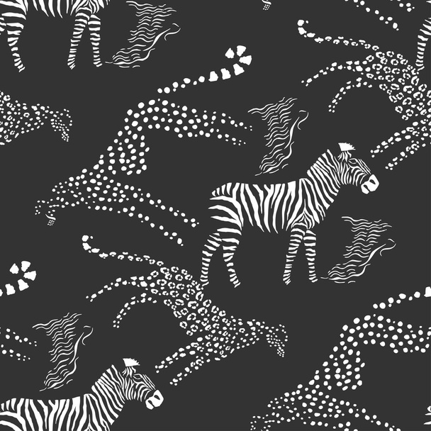 Seamless pattern with savanna animals - Vector, Image