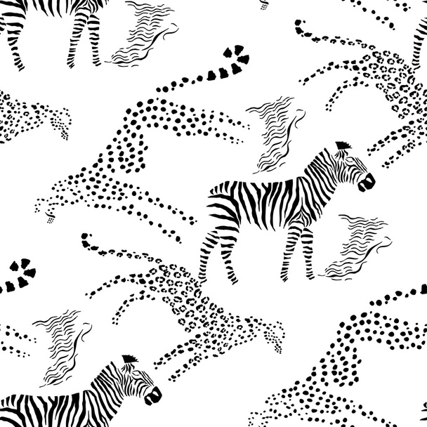 Naadloze patroon met savanne dieren - Vector, afbeelding