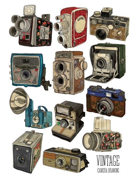 Старые винтажные камеры
 - Вектор,изображение