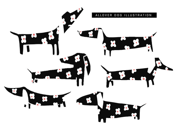 schets honden patroon - Vector, afbeelding