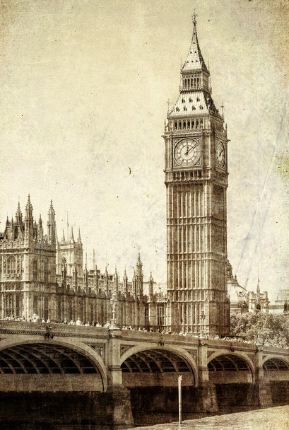 Vintage weergave van Big Ben, London - Foto, afbeelding