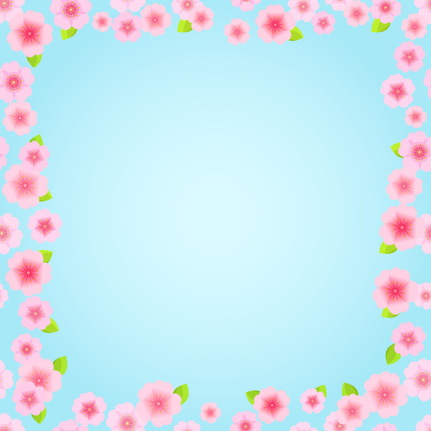 Pink Floral Frame Sakura - Vector, afbeelding