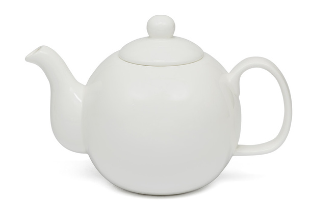 White teapot, isolated on white background, with clipping path - Photo, Image