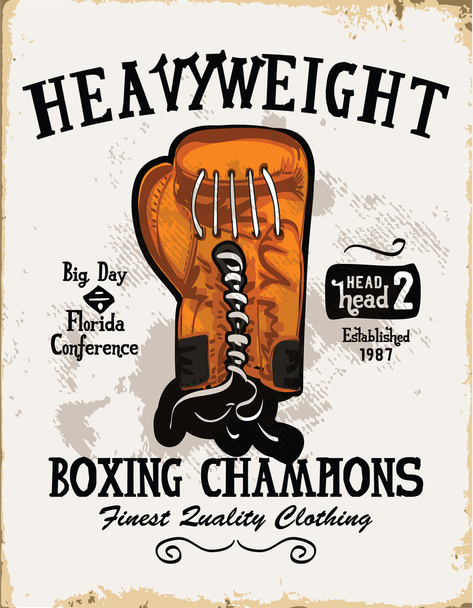 vintage emblem with boxing glove - Vector, Image