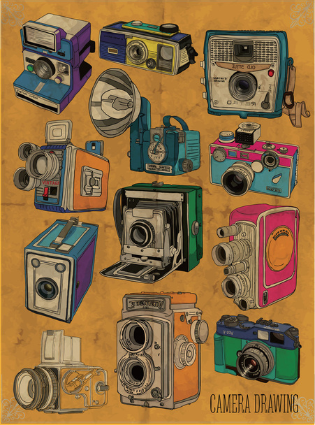 old vintage cameras - Vetor, Imagem