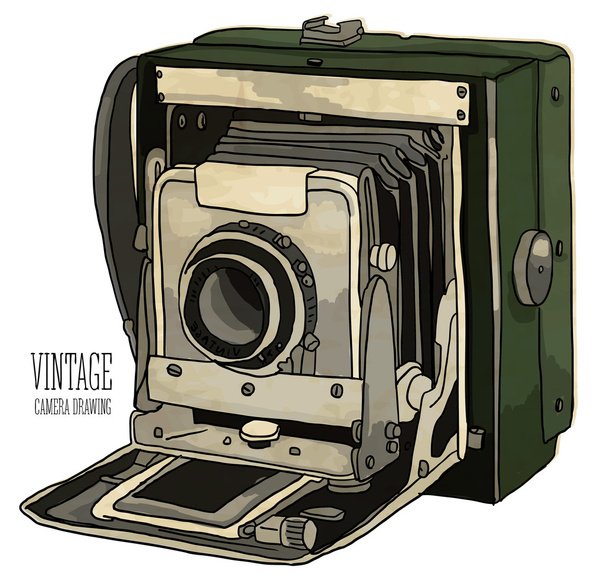 old vintage camera - Vector, Image