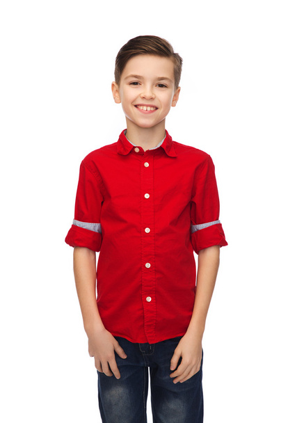 happy boy in red shirt - Zdjęcie, obraz