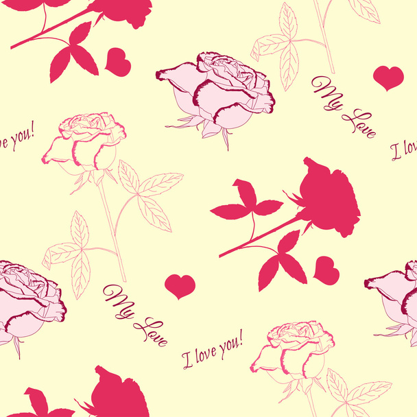 Seamless pattern with pink rose-6 - Vektor, Bild