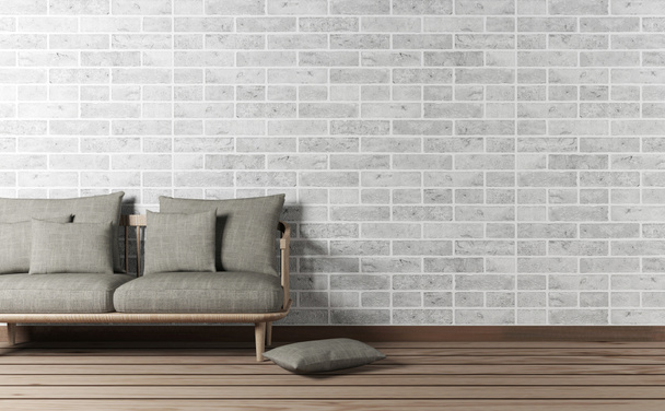 Living room interior with sofa and brick wall - Foto, imagen