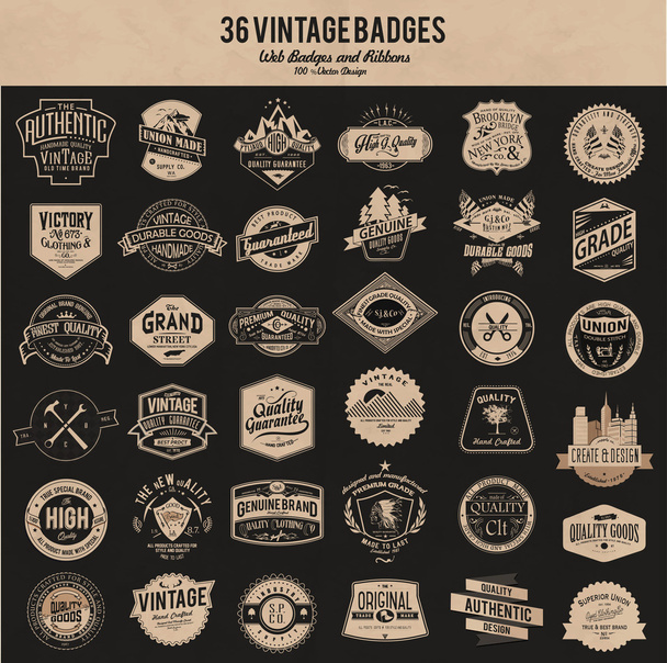 set insignias vintage
 - Vector, Imagen