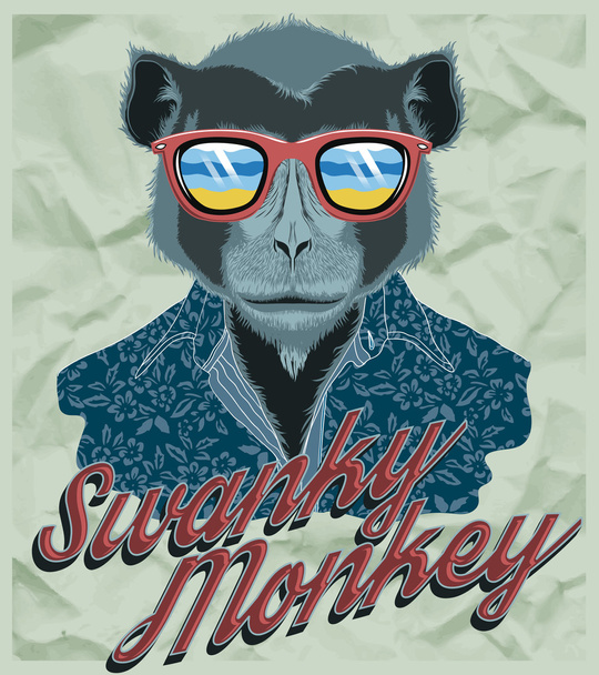 Funny monkey with glasses - Vector, Image