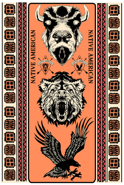 Conjunto de elementos de design de nativos americanos
 - Vetor, Imagem