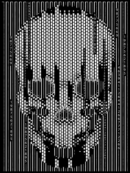 Lebka s Pixel účinky - Vektor, obrázek