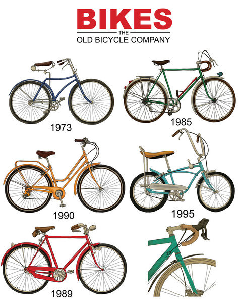 retro vintage bicycles - Vector, Image