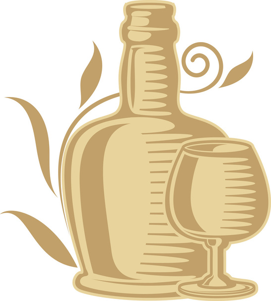 Wine bottle and glass. - Vector, Image