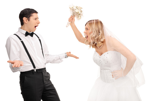 Bride yelling to the groom and threatening him  - Foto, immagini