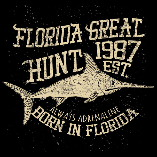 Εκλεκτής ποιότητας αφίσα Φλόριντα μεγάλο κυνήγι - Διάνυσμα, εικόνα