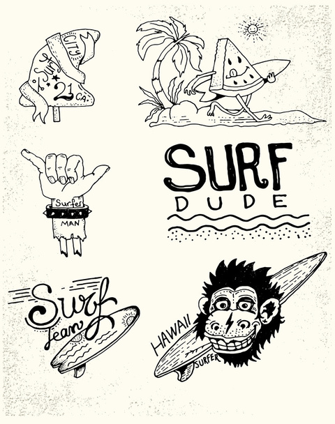 Set de surf vintage y skate
 - Vector, Imagen
