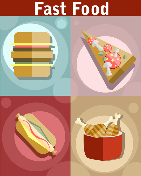 fast food flat icons - Vector, Image