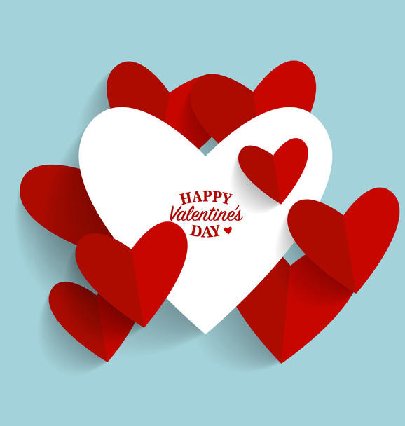 Valentine's day card with Paper Hearts - Vektör, Görsel