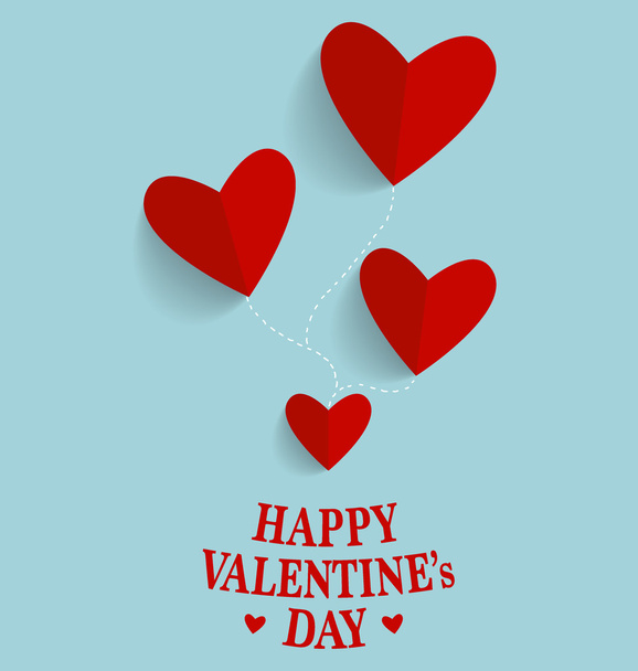 Valentine's day card with Paper Hearts - Vector, Image