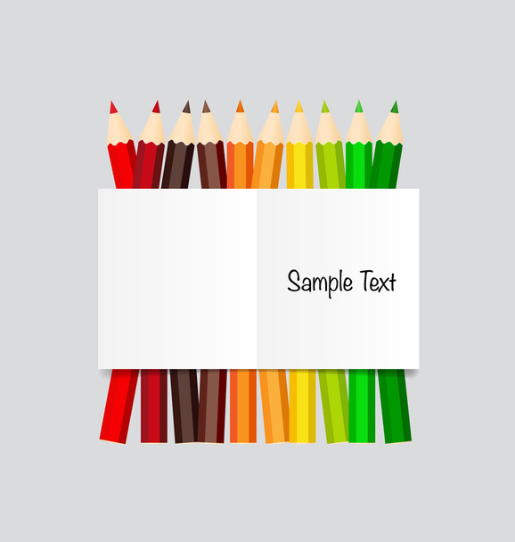 Paper note with color pencils background - Vector, imagen