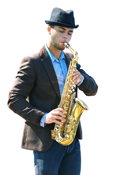 man playing on saxophone - Photo, Image