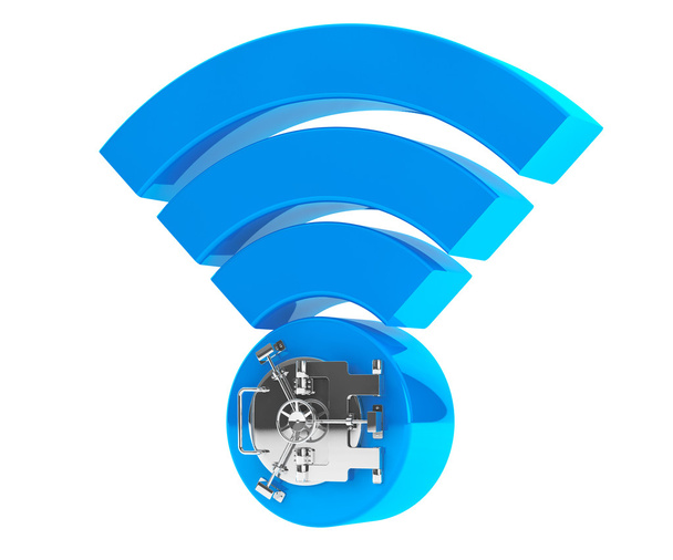 WiFi internet turvallisuus käsite. 3D symboli wifi Bank Safe Do
 - Valokuva, kuva