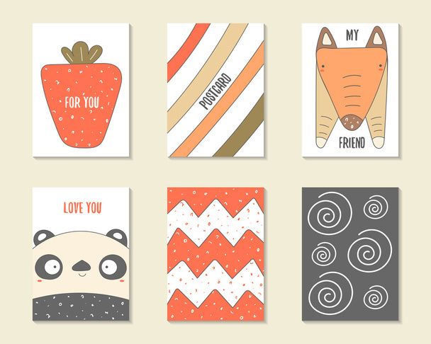 Cute doodle cards - Vector, Image