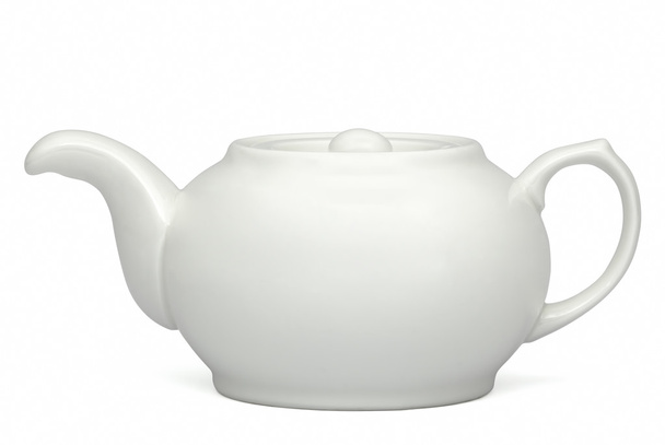 White teapot, isolated on white background, with clipping path - Valokuva, kuva