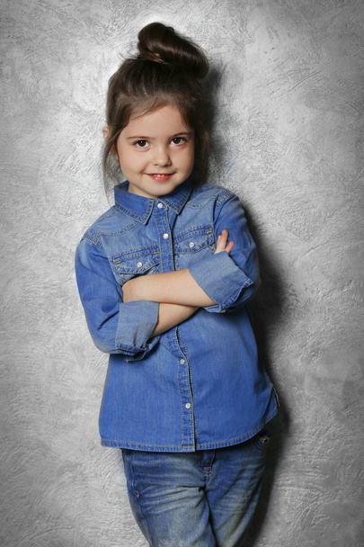 Portrait of little fashion kid girl - Foto, afbeelding